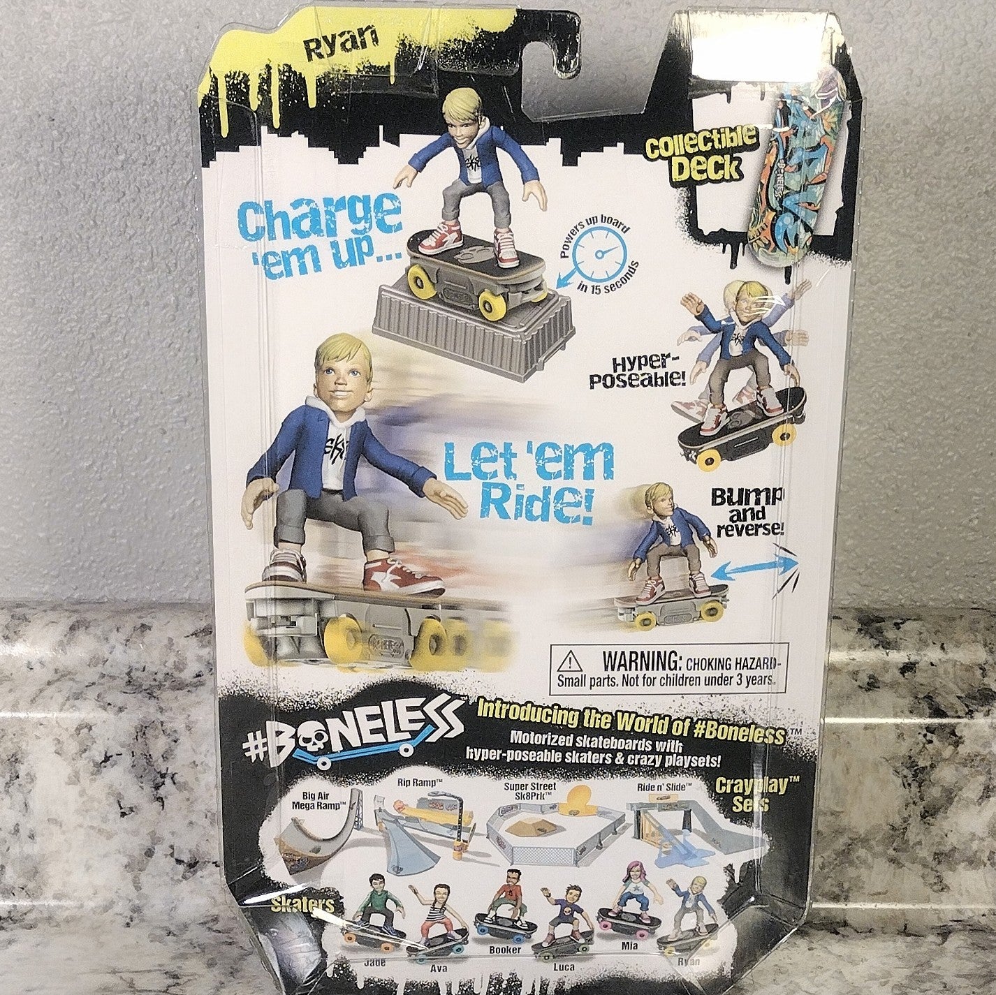 Boneless Super-Charged Mini Toy Stunt Skateboard with Ryan, Mia, Luca Set Of 3!