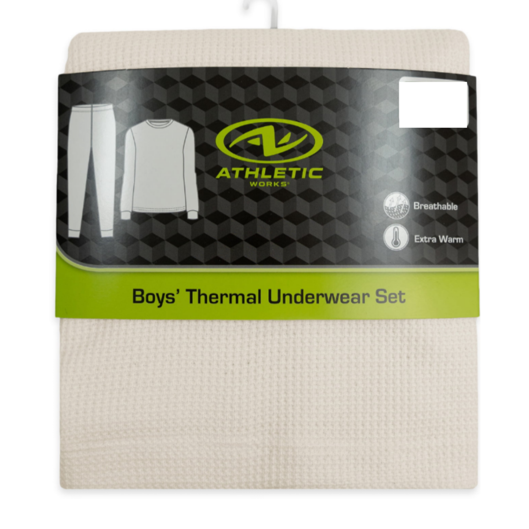 Athletic Works Boys Thermal Underwear Set Natural