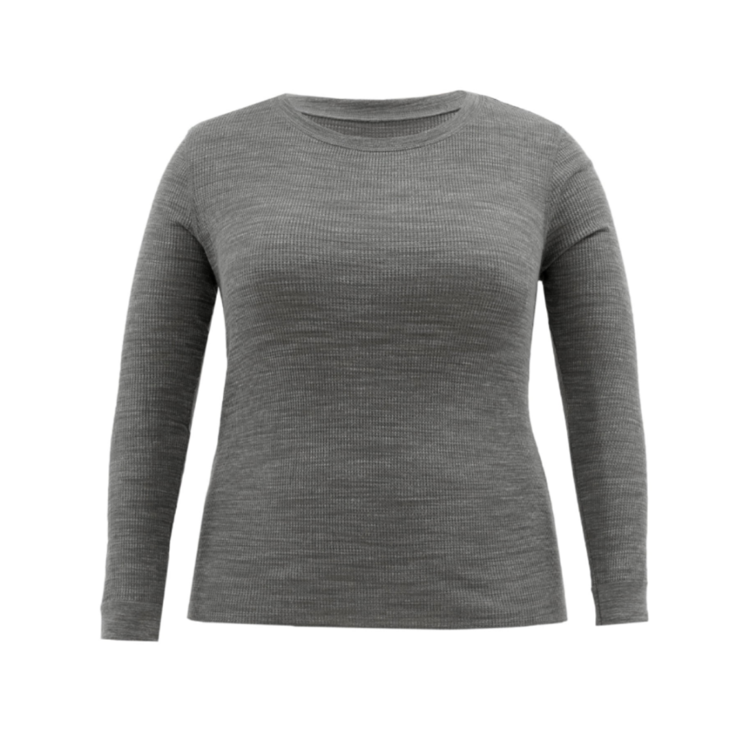 FRUIT OF THE LOOM WOMEN'S EVERSOFT WAFFLE THERMAL LONG UNDERWEAR TOP GREY