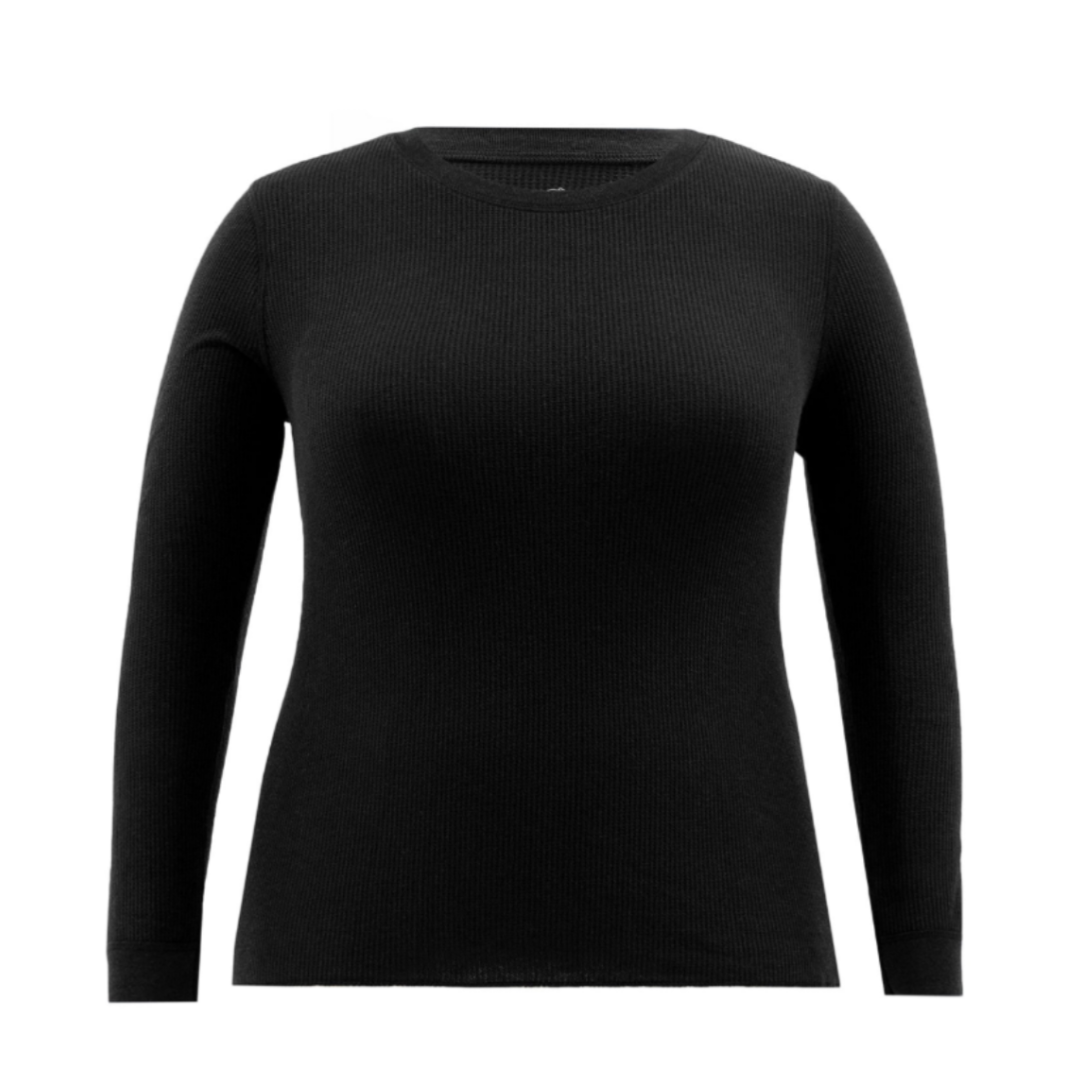 Fruit of the Loom Women's Eversoft Waffle Thermal Long Underwear Top Black