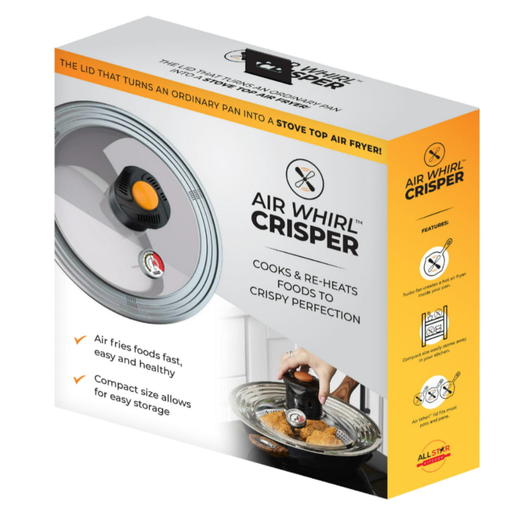 Airworld crisper air fryer lid for pots and pan capacity fits 10 to 12 in pots and pans