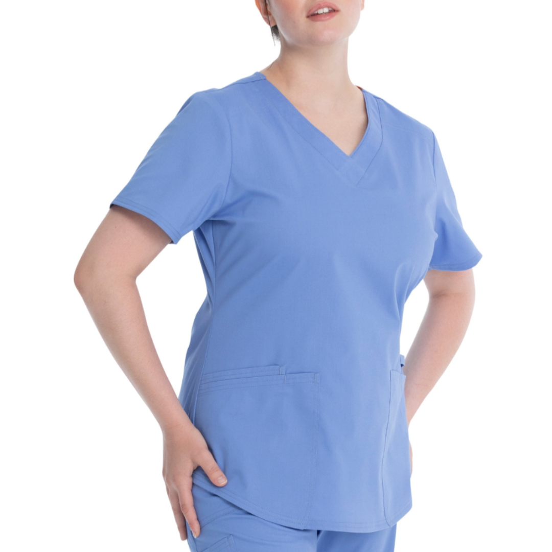 Scrubstar Women's Core Essentials Stretch V-Neck Scrub Top WM01T893 Ciel