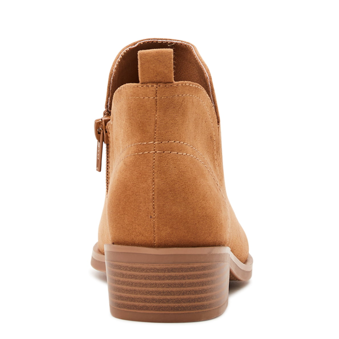 Time and Tru Women's Faux Suede Ankle Boots Cognac