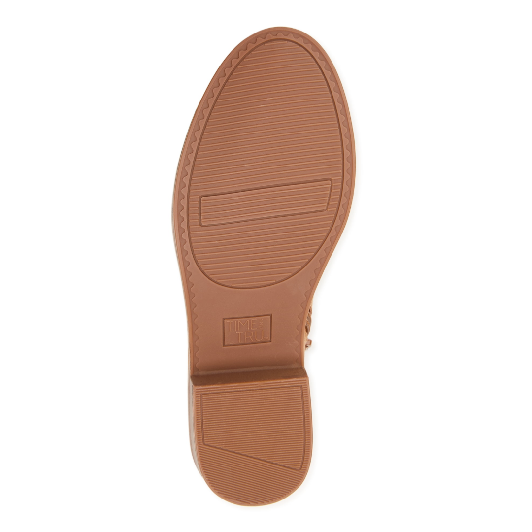 Time and Tru Women's Faux Suede Ankle Boots Cognac