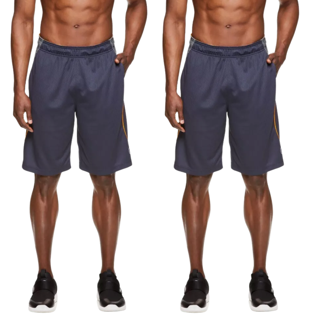 Men's Medium And1 Basketball Gym Shorts 11" Inseam Gray/Gray with Pockets 2 pair