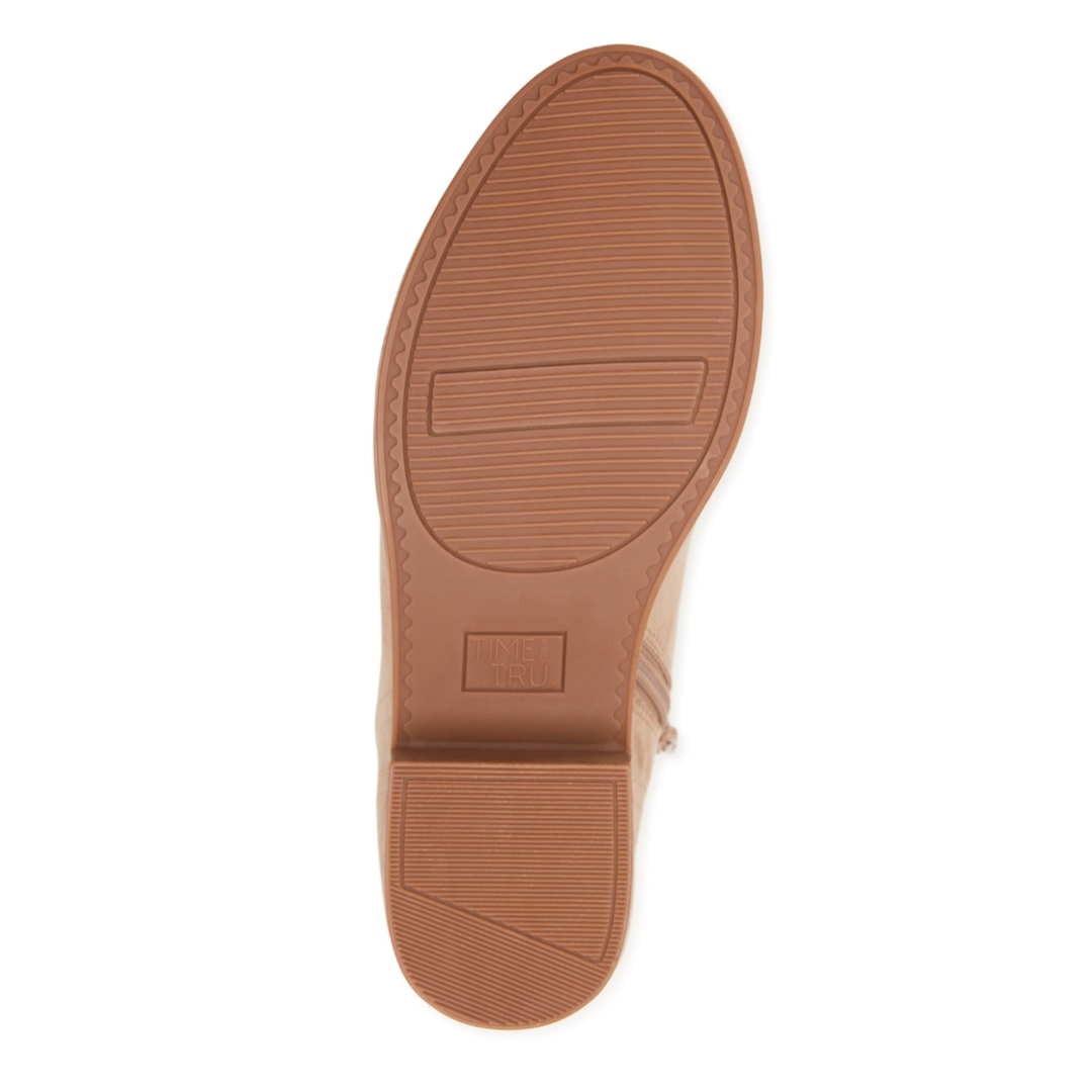 Time and Tru Women's Faux Suede Ankle Boots Bone Tan