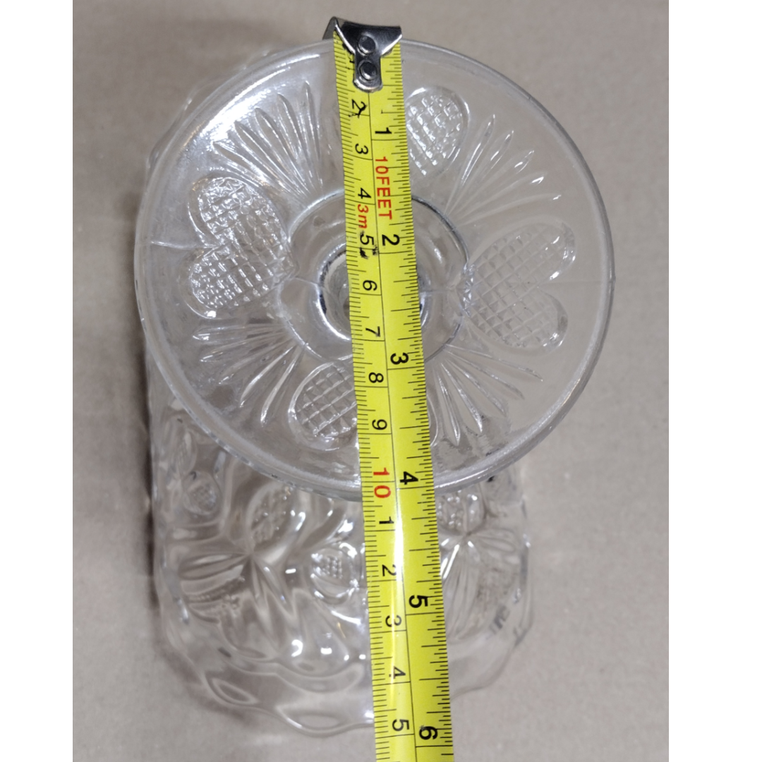 EAPG Antique Bryce Higbee "BEAUNOT" Clear Glass Banana Fruit Stand V-IN-HEART