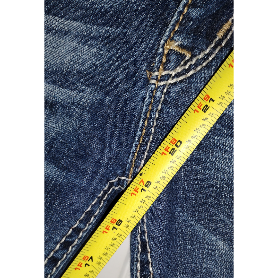 ROCK REVIVAL WOMEN'S 26x19 CAPRI JEANS PANTS JOHANNA DESTROYED DENIM BLUE Pre-owned