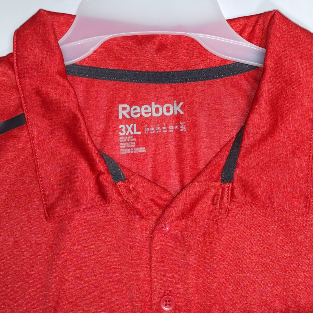 Reebok Polo Shirt Mens 2XL XXXL VERMILION Red PlayDry Golf Stretch Casual Preppy Pre-owned