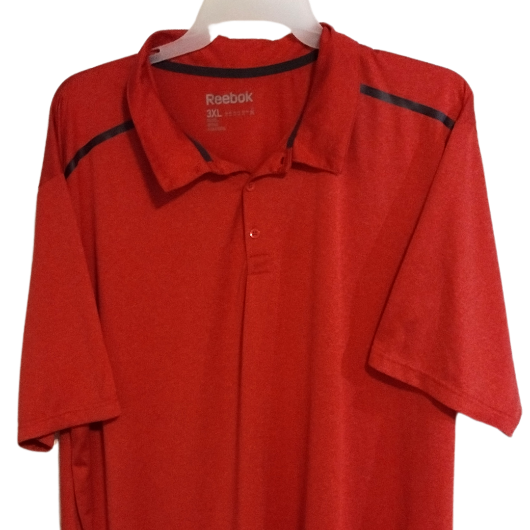 Reebok Polo Shirt Mens 2XL XXXL VERMILION Red PlayDry Golf Stretch Casual Preppy Pre-owned