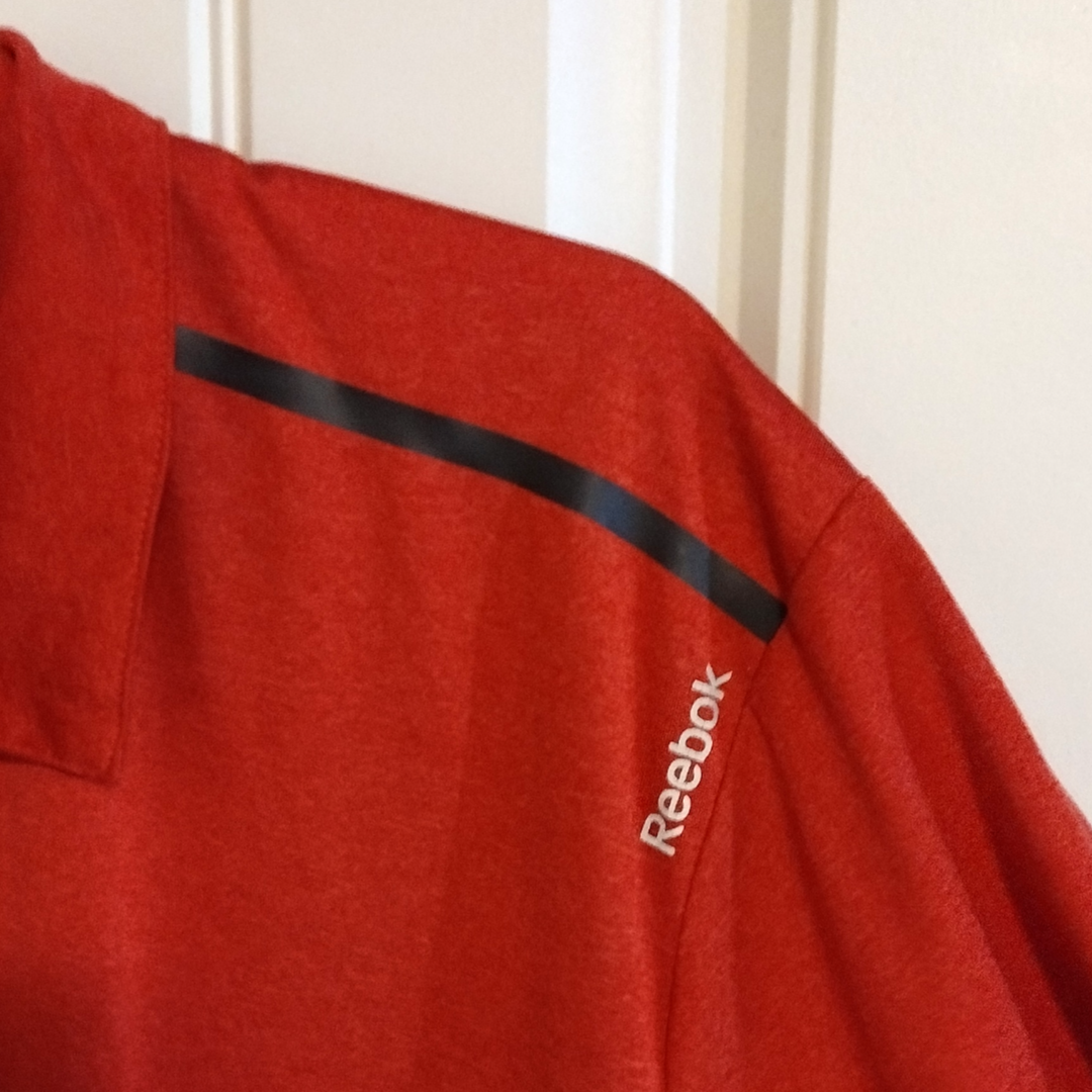 Reebok Polo Shirt Mens 2XL XXXL VERMILION Red PlayDry Golf Stretch Casual Preppy Pre-owned