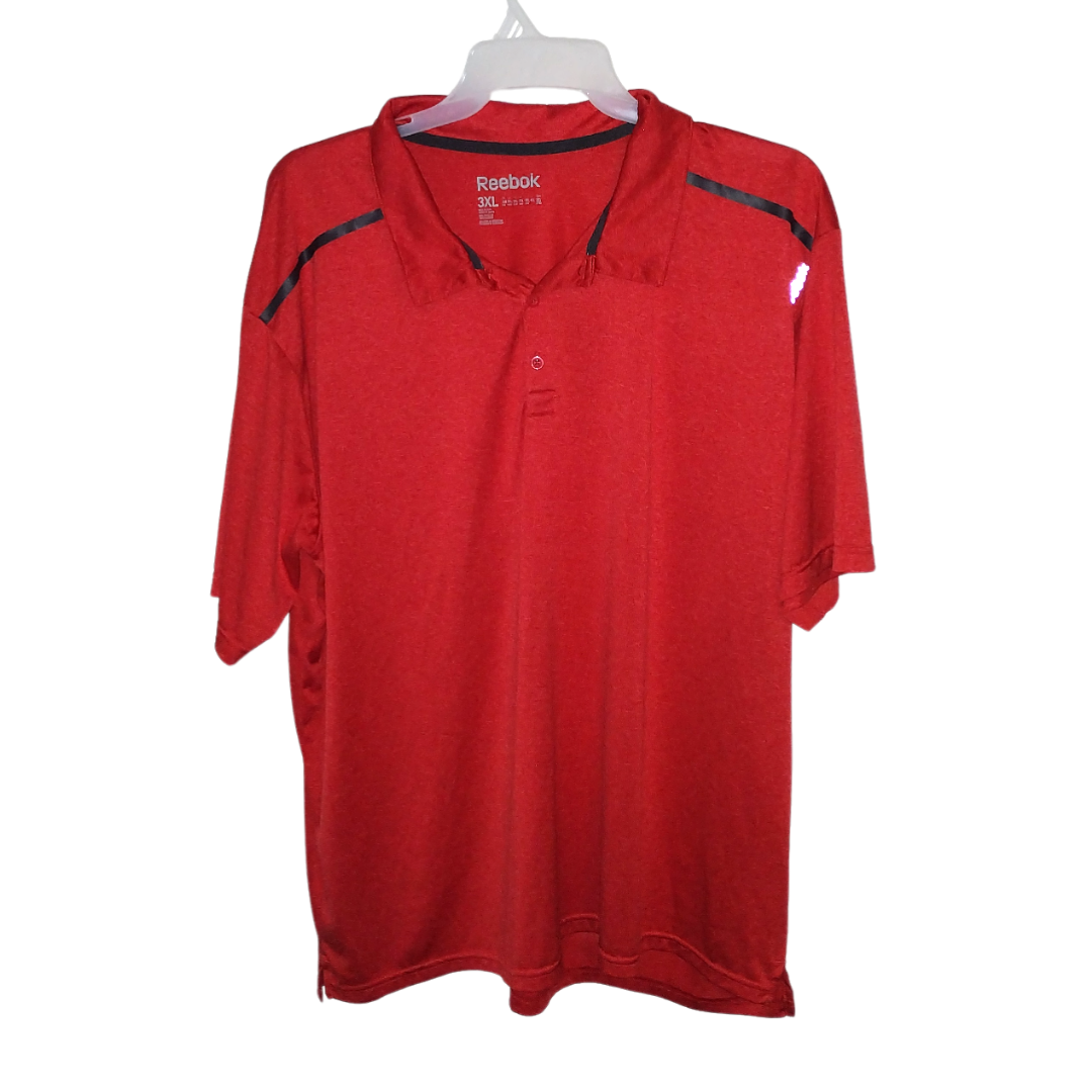 Reebok Polo Shirt Mens 2XL XXXL VERMILION Red PlayDry Golf Stretch Casual Preppy Pre-owned