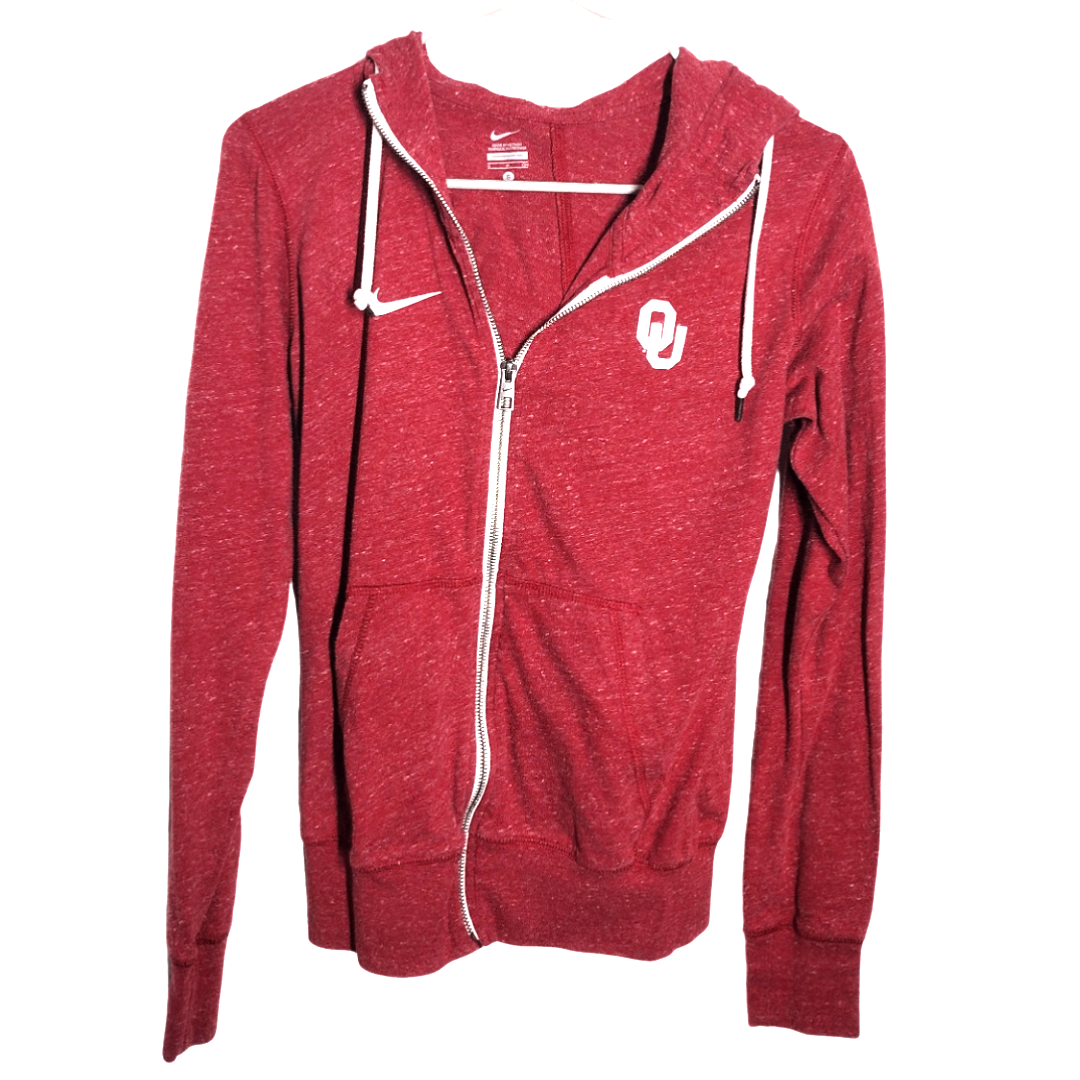 NIKE OKLAHOMA SOONERS OU FULL ZIP WOMEN HEATHERED RED HOODIE SMALL Pre-owned