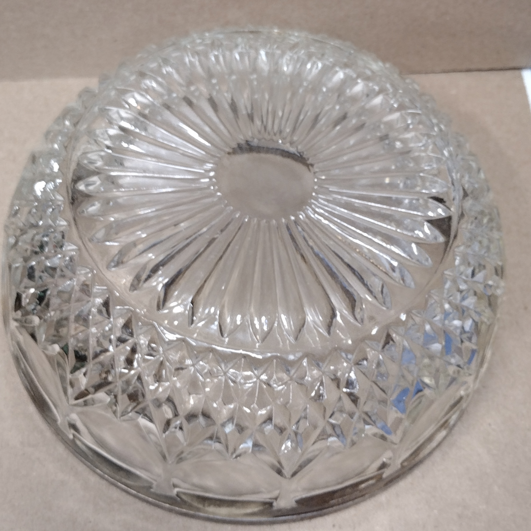 Antique American Brilliant Period Glass Bowl w/ Silver Rim