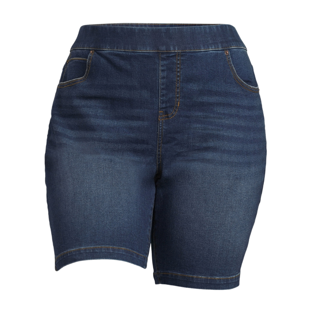 Terra & Sky Women's Plus Size Pull On Bermuda Shorts, 9" Inseam