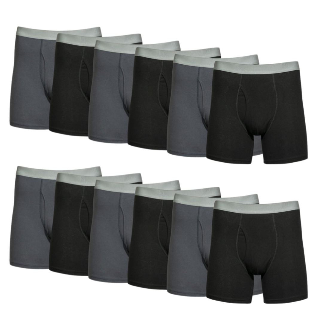 George Men's Cotton Stretch Regular Leg Boxer Briefs, 12-Pack