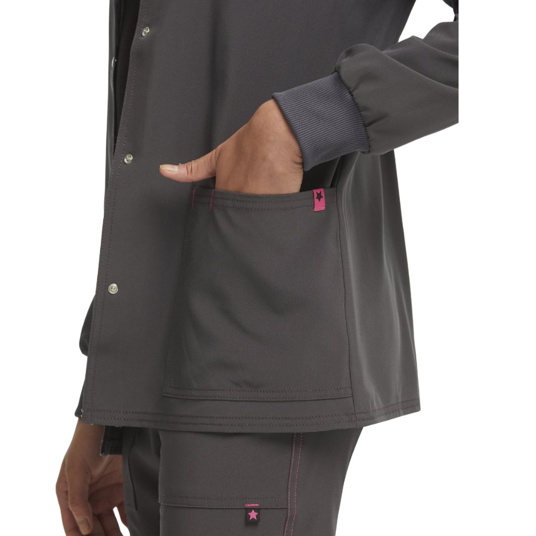 Scrubstar Women's Ethical Fabric Stretch Snap Front Active Warm Up Scrub Jacket