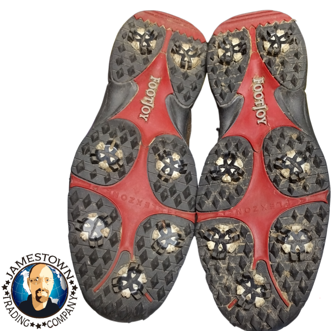 Footjoy Greenjoys Mens Shoes Flex Zone Size 9 M White Brown Pre-owned