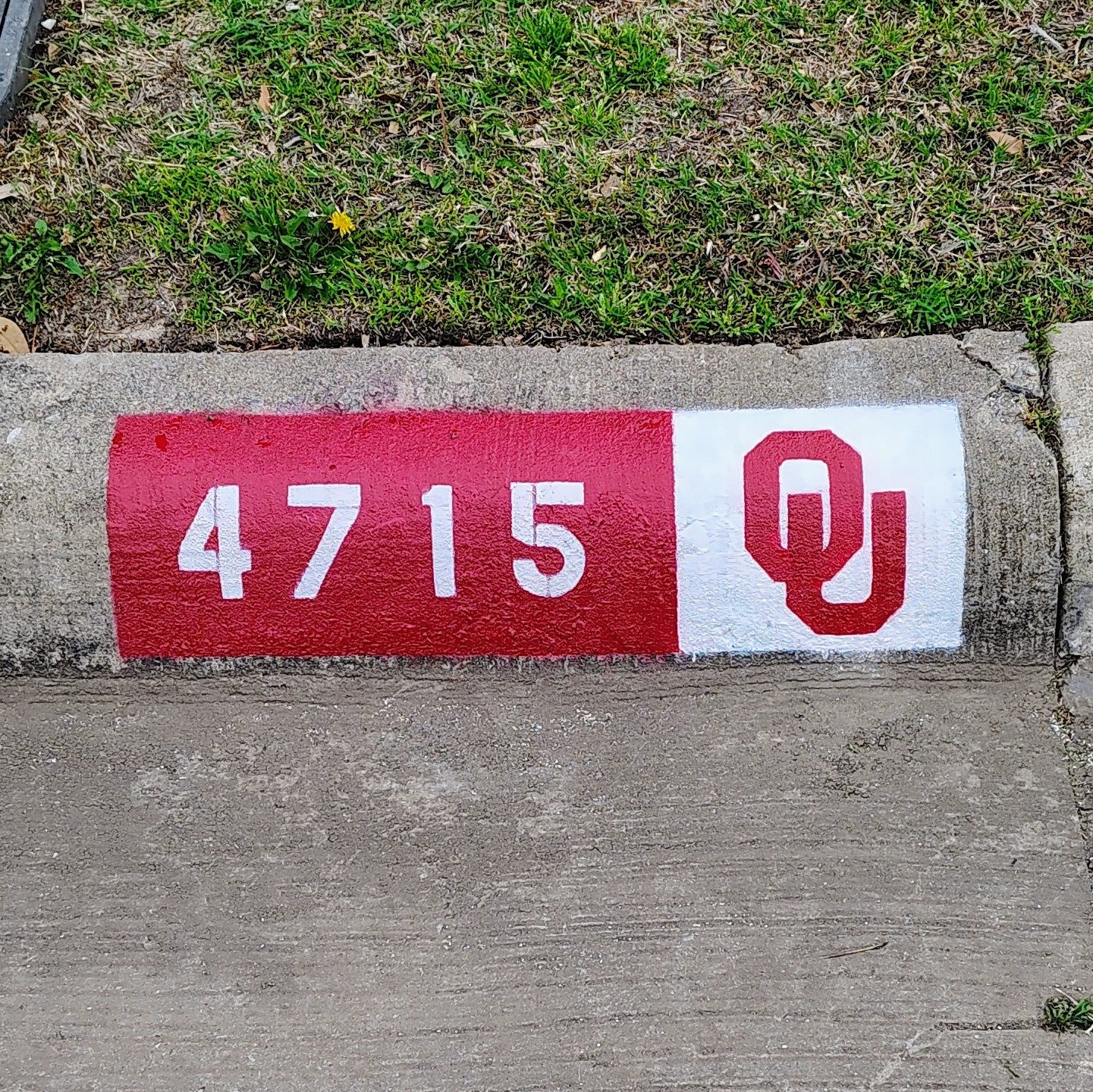 OU Oklahoma University City Curb Street Address and Logo Paintings