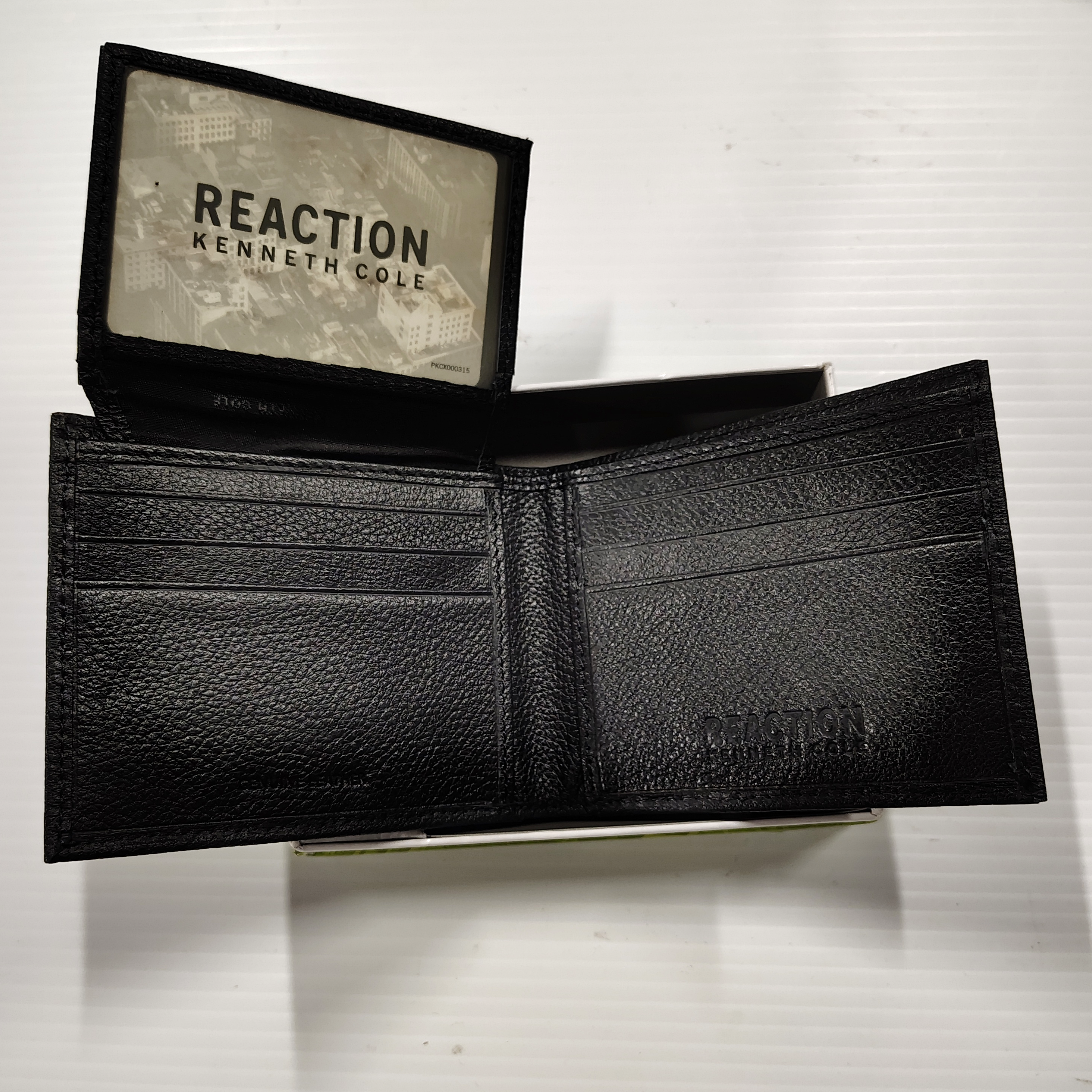 Man's Black Leather Wallet By Kenneth Cole Reaction Hand Crafted