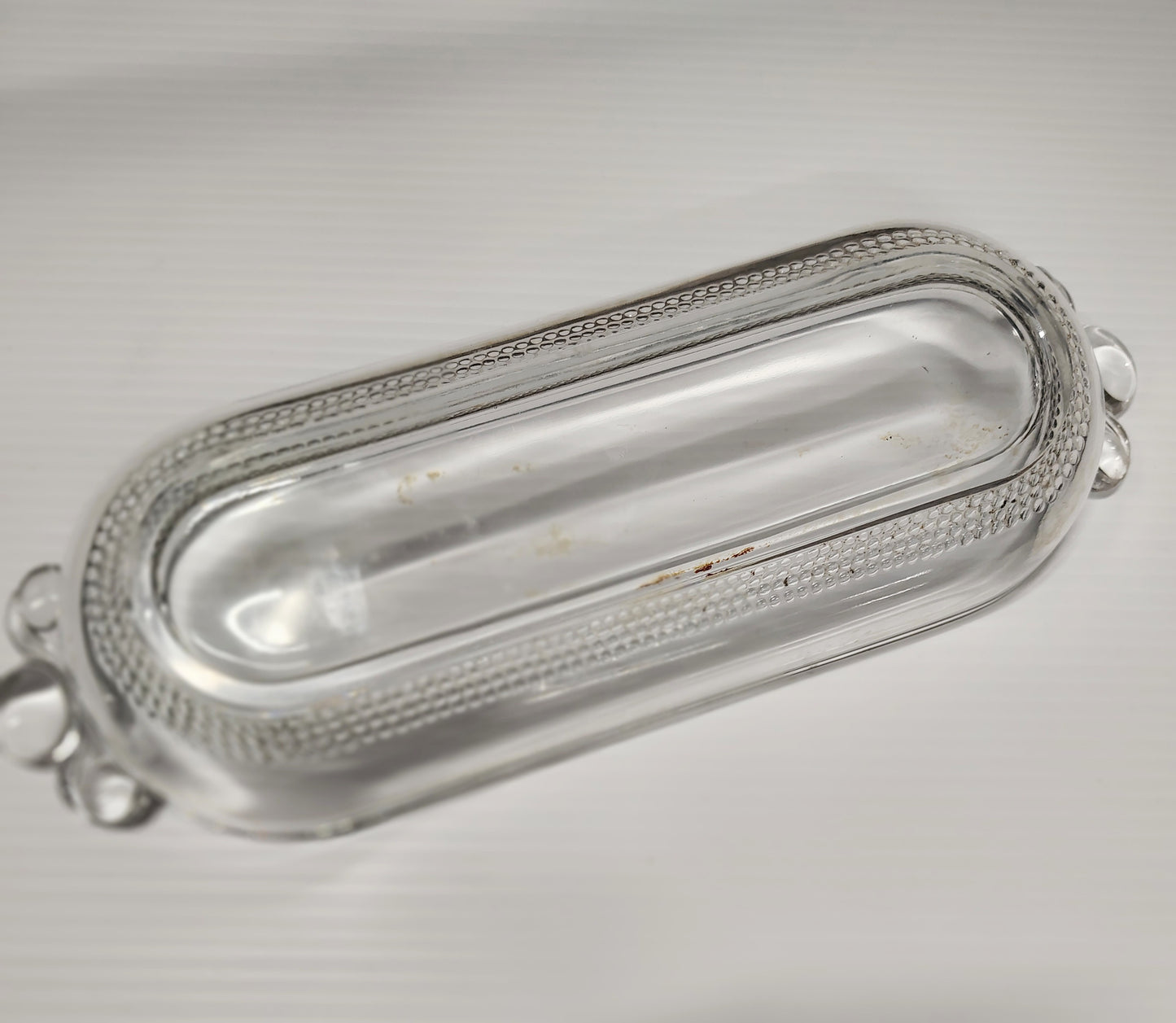 Vintage Duncan Miller Teardrop Two Handles Clear Serving Oval Plate 10,75"×3,75"