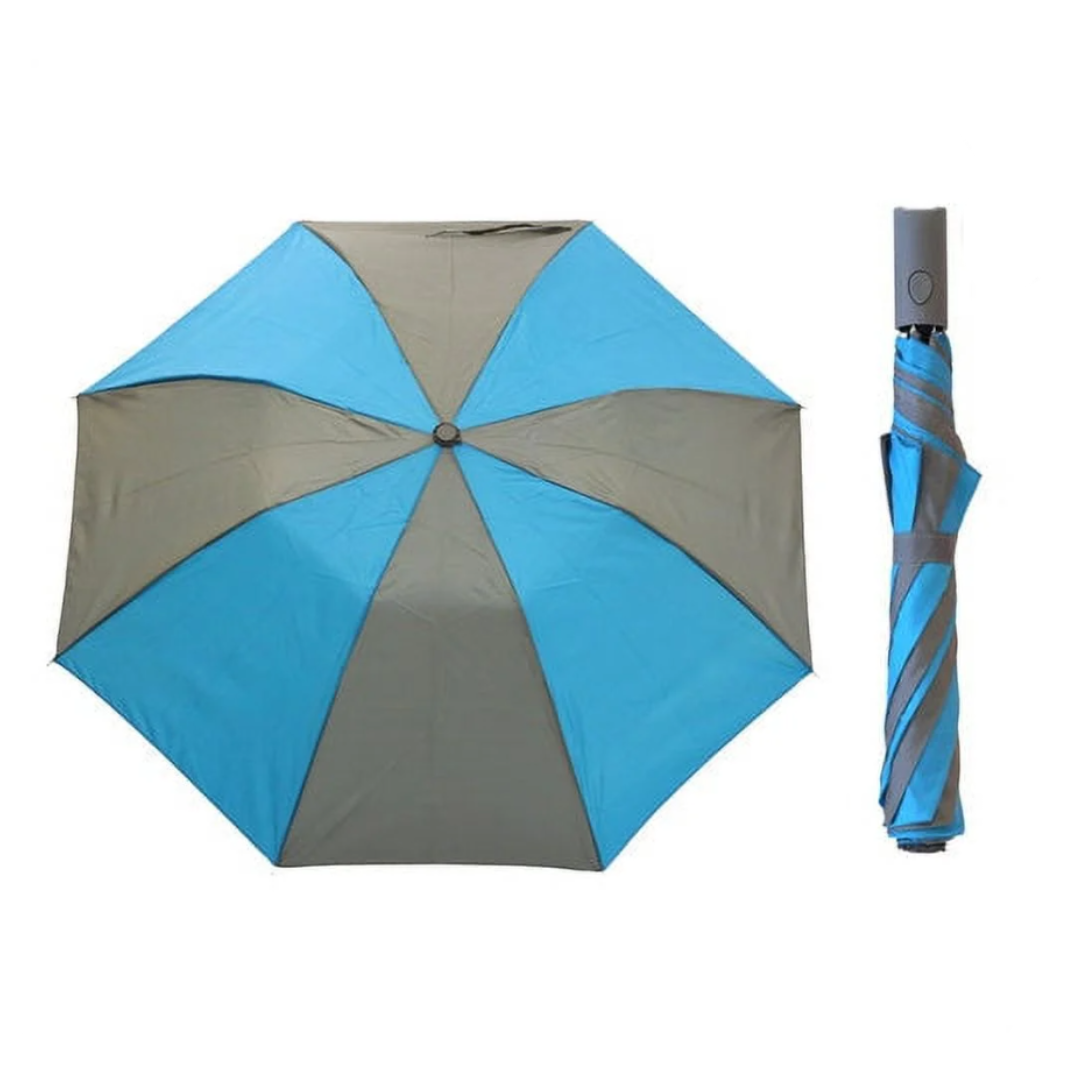 Misty Harbor Automatic Open Folding Rain Umbrella Grey Blue