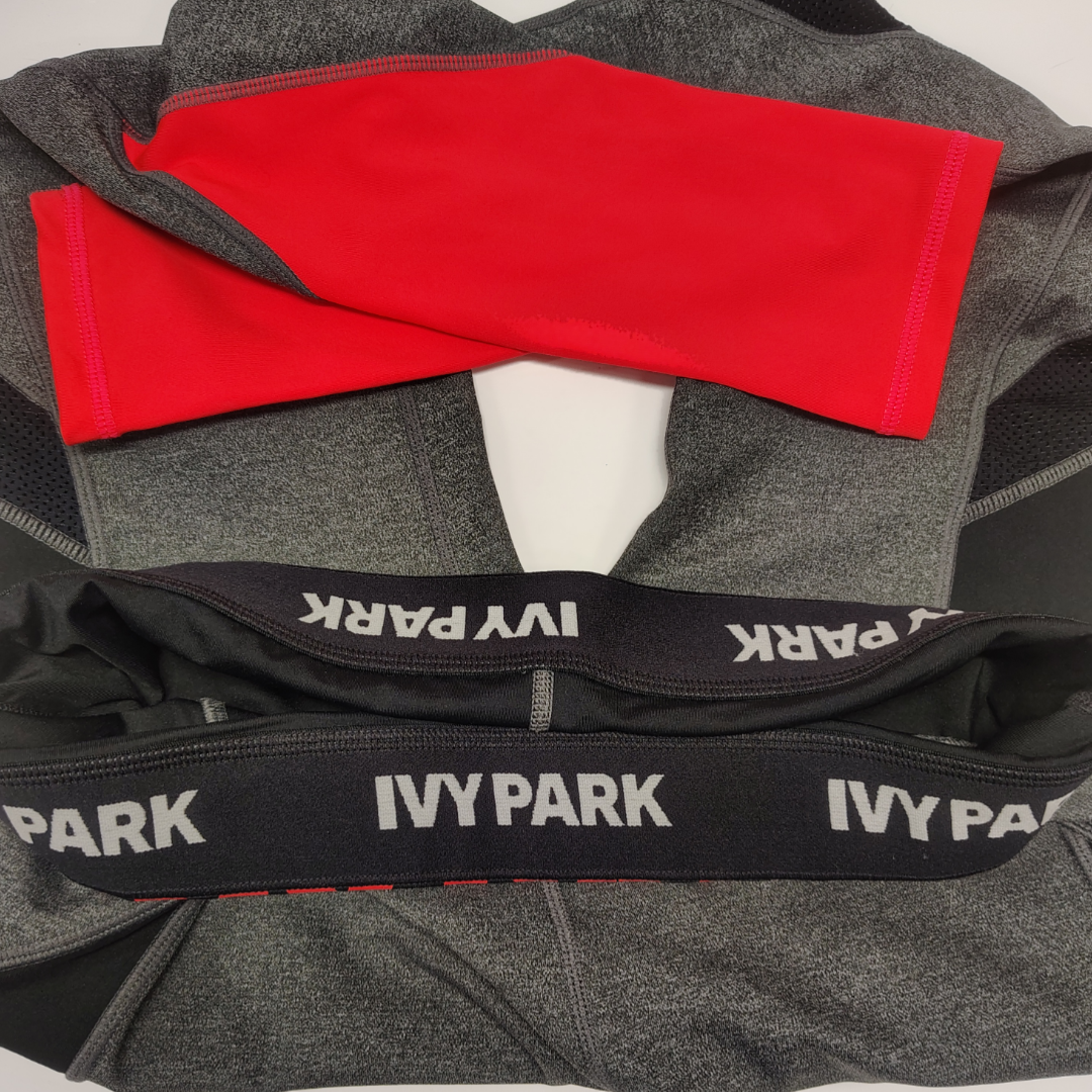 Adidas ? x Ivy Park Medium Leggings Gray Salmon Black Mesh On Side