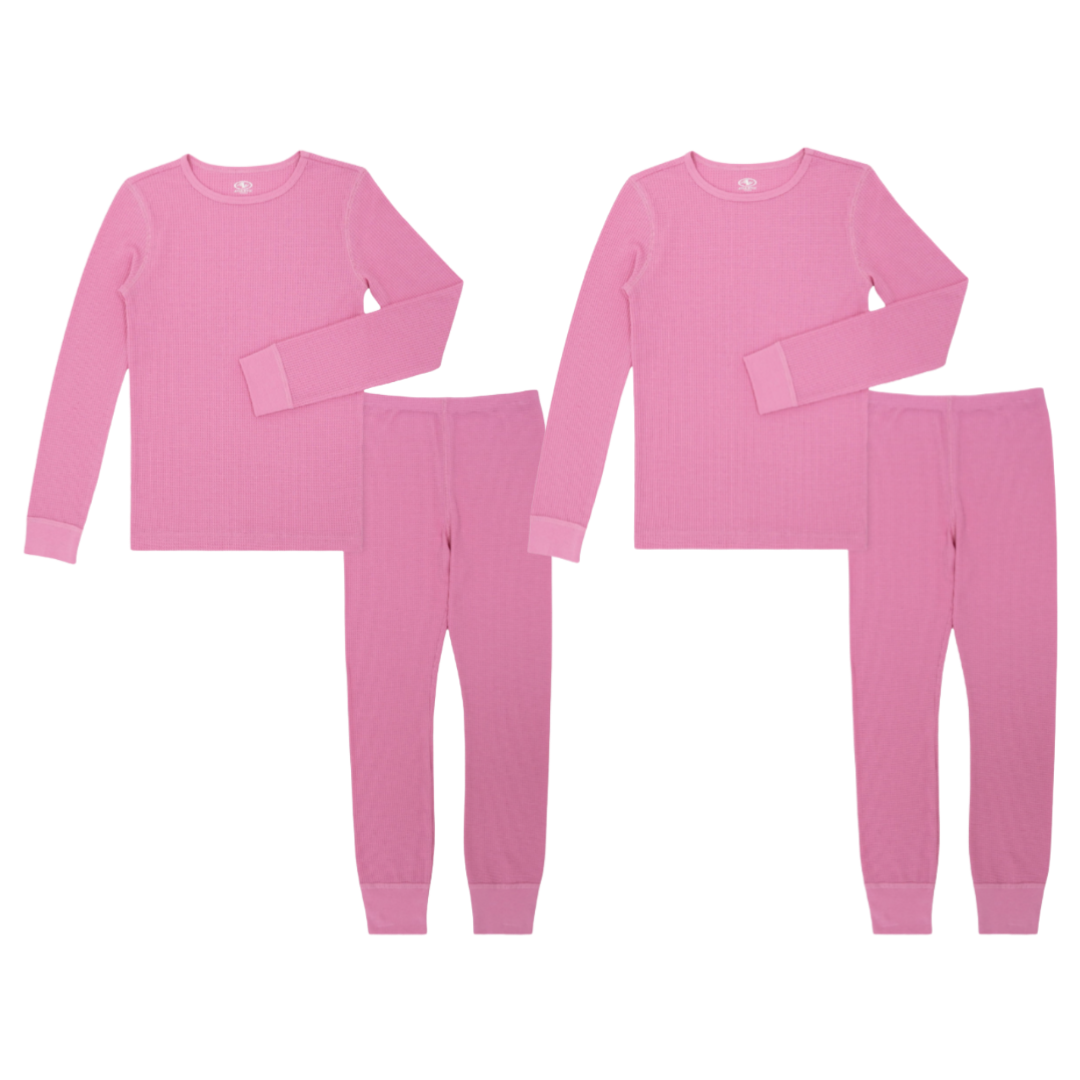 Athletic Works Girl's Waffle Thermal Top & Bottom Set