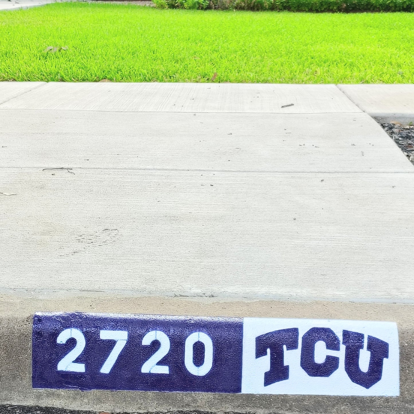Texas Christian University City Curb Street Address and Logo Paintings
