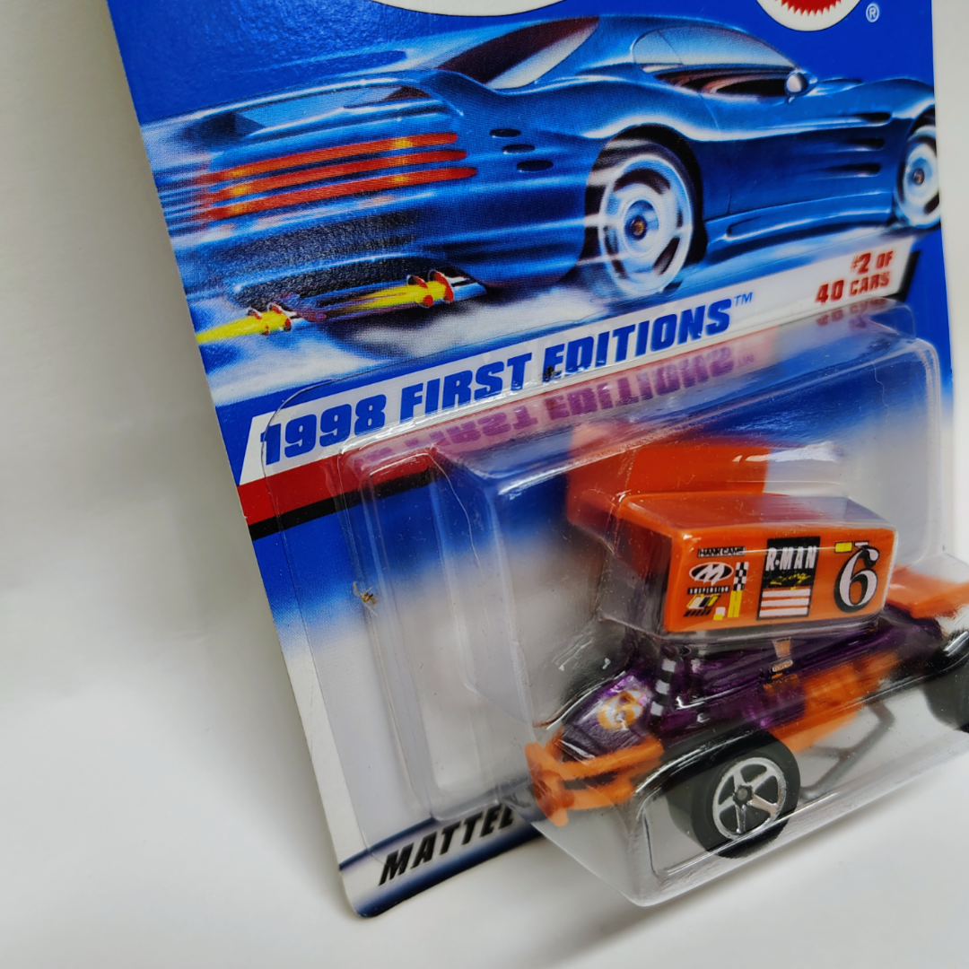 Hot Wheels 1998 First Editions #2 Slideout 5SP Sprint Car Purple Orange #640 NEW
