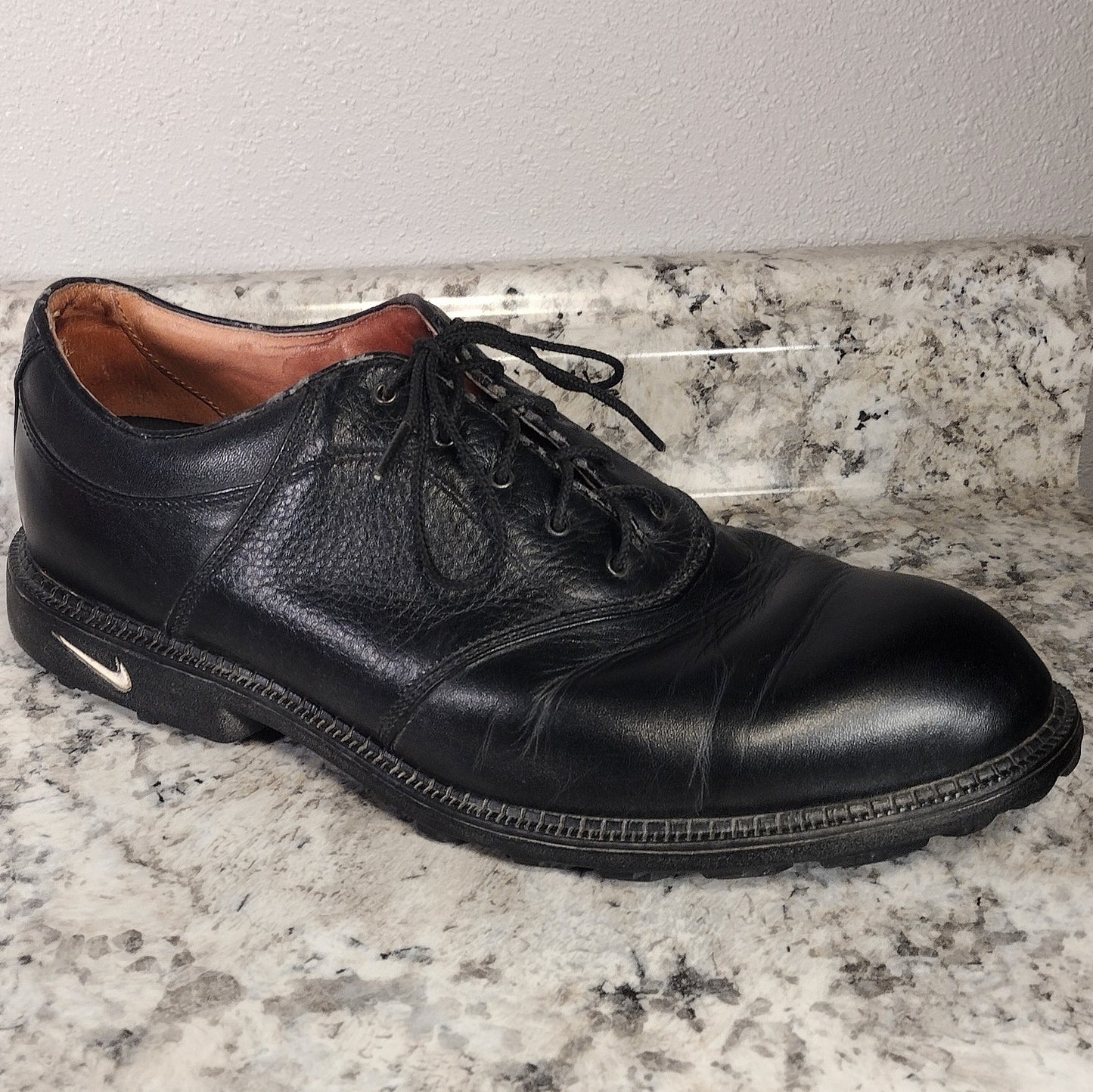 Nike Air Mens Kempshall Last 991012 PA2 Black Leather Golf Shoes Cleats Sz 10 (Pre Owned)