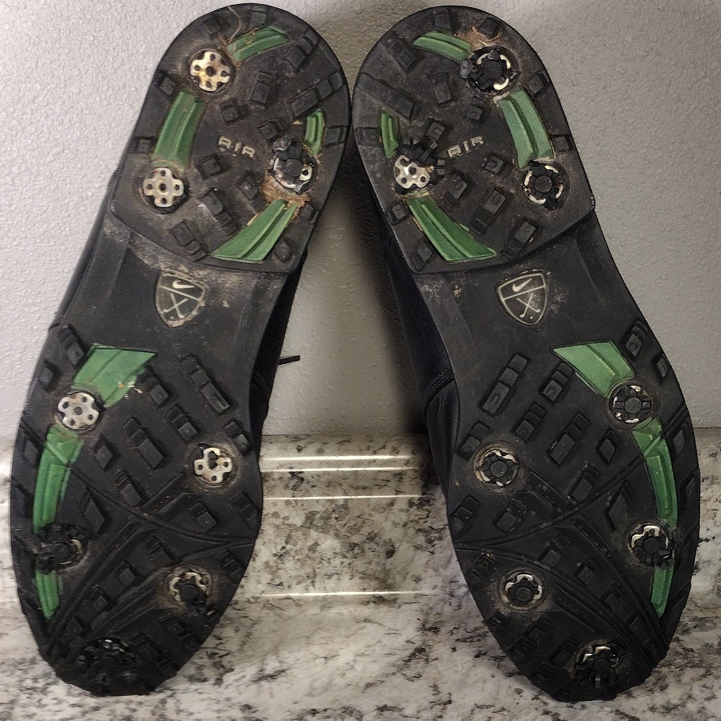 Nike Air Mens Kempshall Last 991012 PA2 Black Leather Golf Shoes Cleats Sz 10 (Pre Owned)