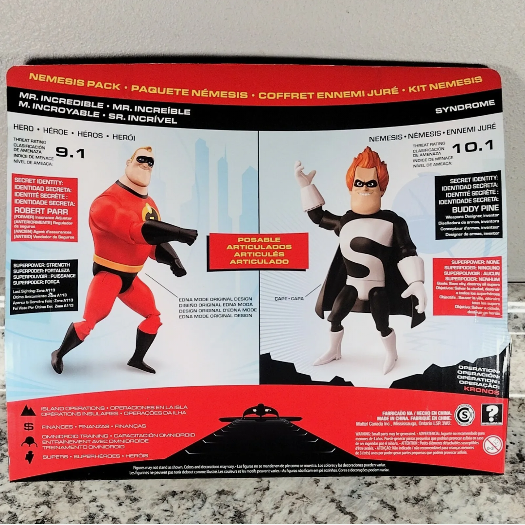 The Incredibles Nemesis Pack Mr Incredible & Syndrome Action Figure Set Mattel