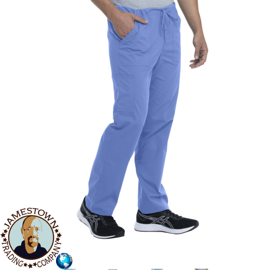 Scrubstar Premium Scrub Pants 2 PAIR Core Essentials Drawstring Tie Blue 3XL