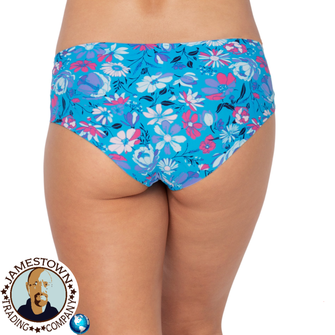 No Boundaries Junior's No Show Hipster Panty, 3-Pack, Mod Blooms/Limestone/Wash