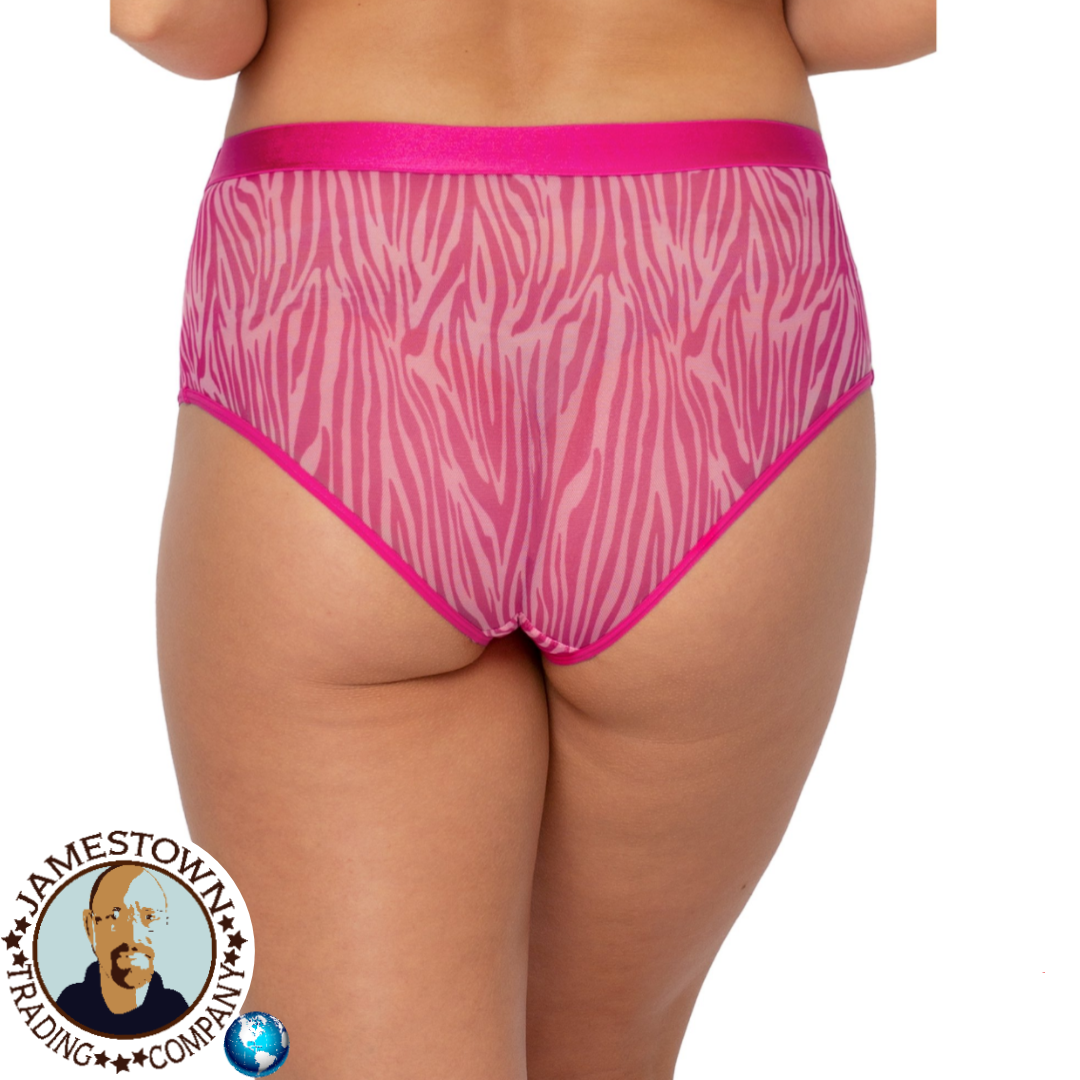 No Boundaries Juniors Sheer Mesh Hipster Panty, 3-Pack, Zebra/Mod Blooms/Dusty Rose