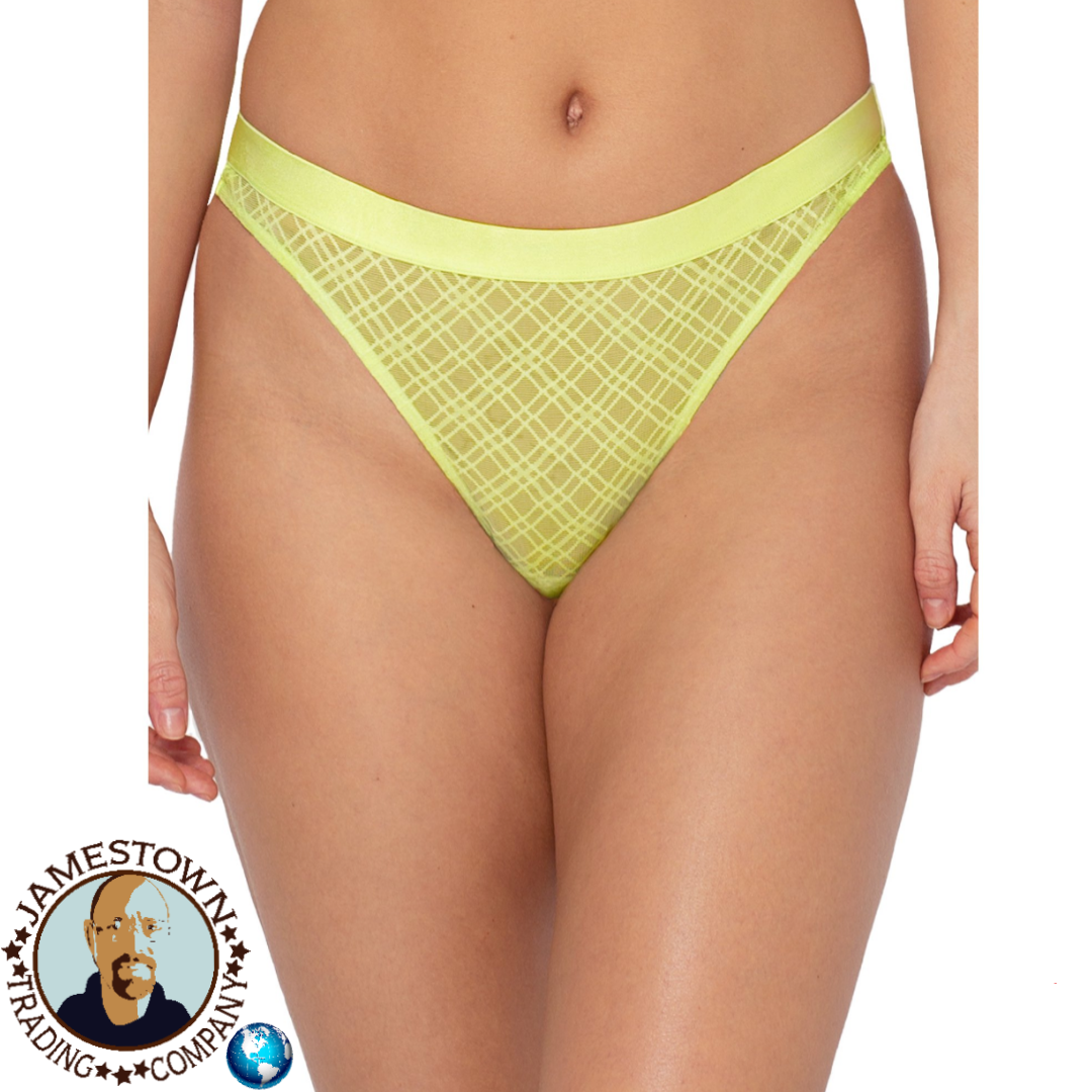 No Boundaries Junior's Sheer Mesh Thong Panty, 3-Pack Mod Blooms/Limestone/Wash