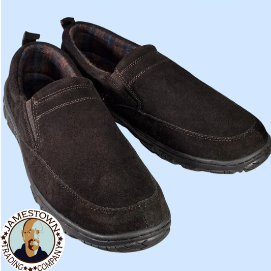 Indoor Outdoor Slipper Brown Suede Flannel Lined George Men's Turin SIZE 7-8