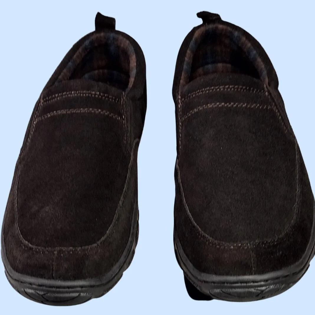 Indoor Outdoor Slipper Brown Suede Flannel Lined George Men's Turin SIZE 7-8