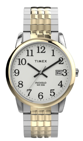 Timex Men's Easy Reader Two-Tone/White 35mm Perfect Fit Casual Watch, Expansion Band