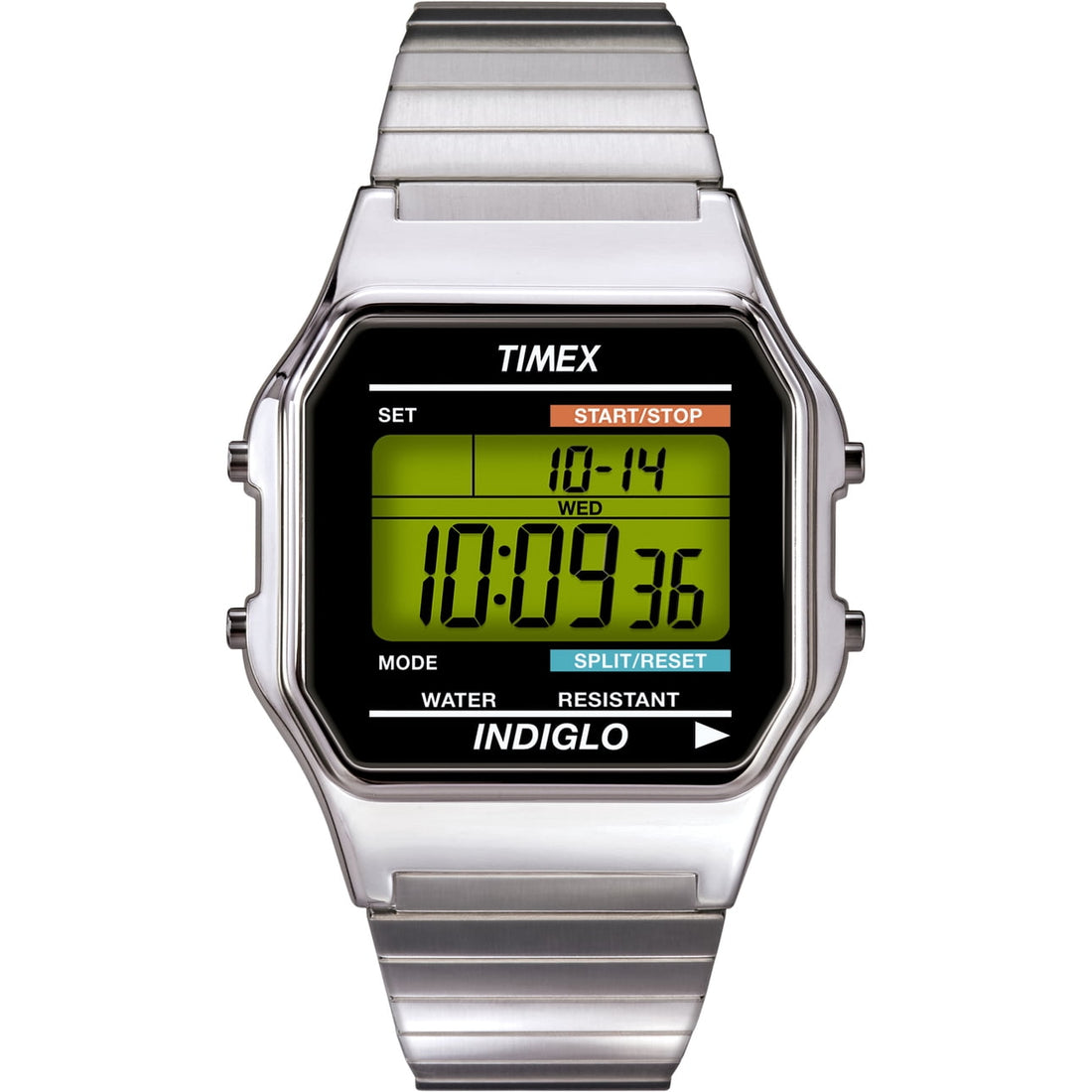 Timex Men's Classic Digital Silver-Tone 34mm Casual Watch, Extra-Long ...