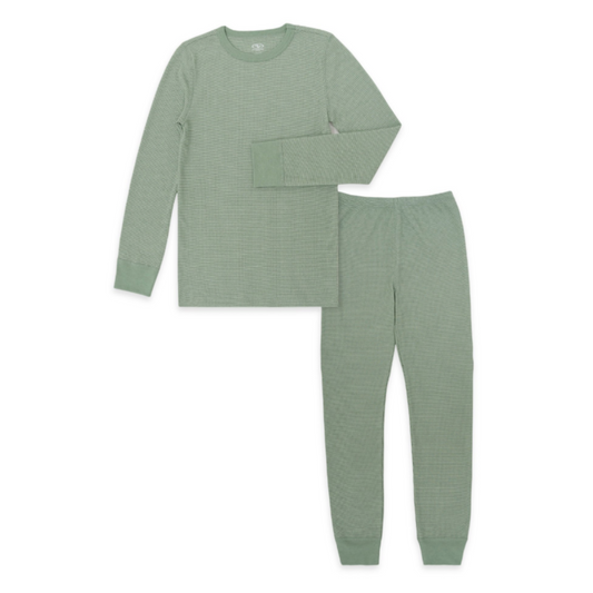 Athletic Works Boy's Waffle Thermal Top & Bottom Set Green