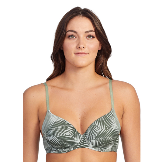 KINDLY YOURS WOMEN'S SUSTAINABLE TAILORED FULL COVERAGE T-SHIRT BRA WIND PALM SEA SPRAY