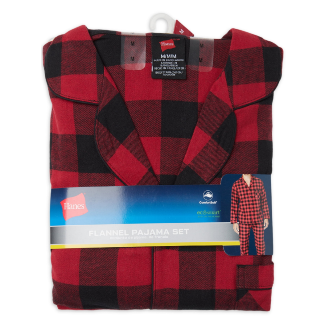 Hanes Men's and Big Men's Cotton Flannel Pajama Set, 2-Piece