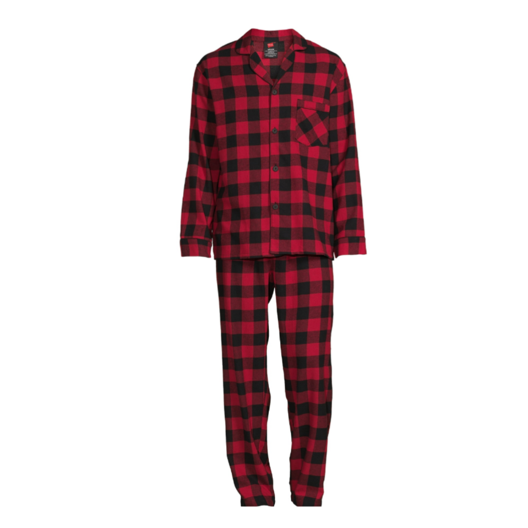 Hanes Men's and Big Men's Cotton Flannel Pajama Set, 2-Piece