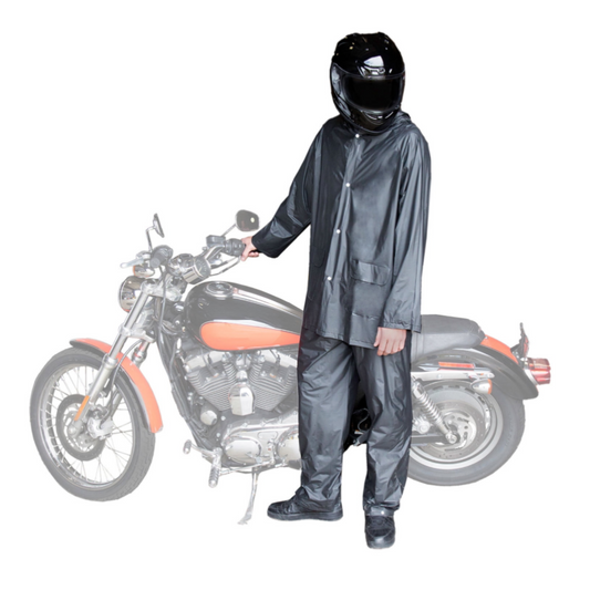 Fuel Travel (Non Riding) Emergency Light-Weight Rain Suit Jacket and Pants Set Black - XL