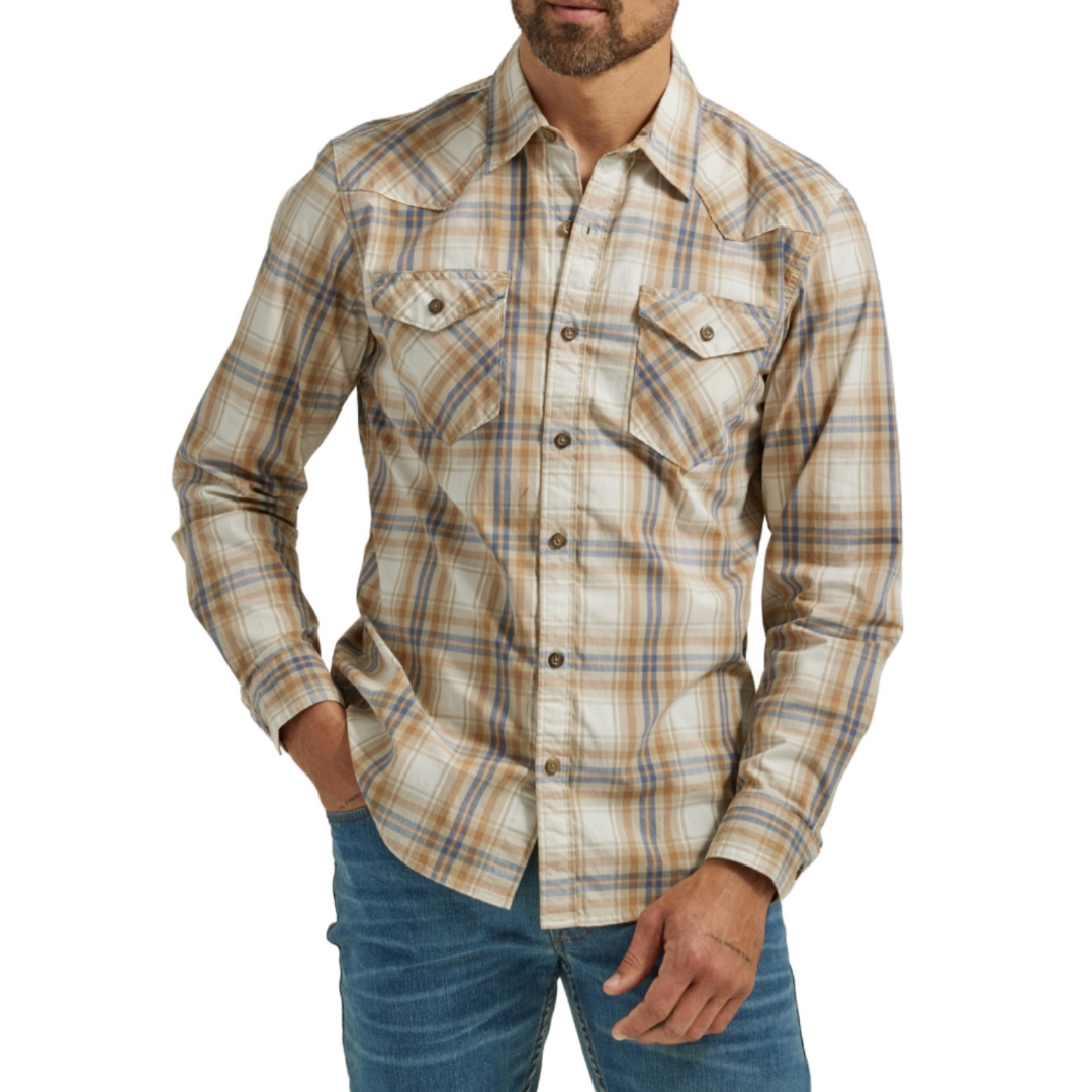 Wrangler Men’s Slim Fit Long Sleeve Woven Shirt Twill