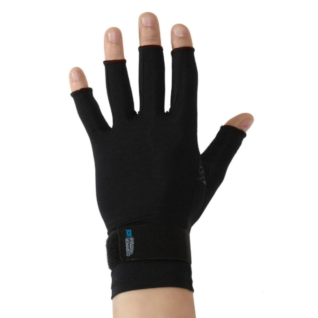 Copper Fit ICE Compression Gloves Infused with Menthol, Black, L/XL