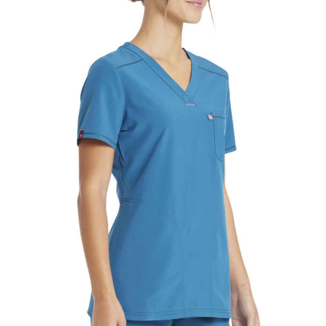 Scrub Star Women's Henley Top Blue