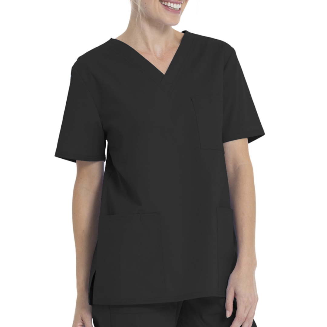 Scrubstar Unisex Solid V-Neck Scrub Top WM01T895 Black